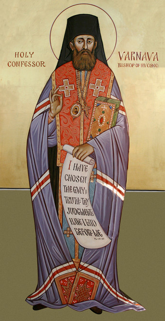 Beautiful Icon of Saint Barnabas (Varnava) of Hvosno (English).