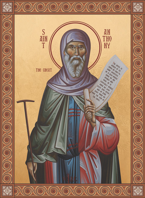 Icon of St. Anthony the Great - 20th c. - (1AN52) - Uncut Mountain