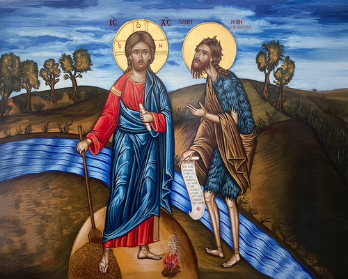 Icon of Christ and the Forerunner "The Winnower" - 21st c. - (1JB52)