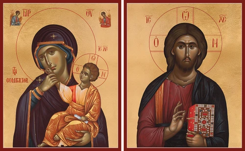 Icon Set: Christ and The Theotokos "The Comforter" - 21st c. - (MCT89)
