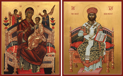 Copy of Icon Set: Christ the High Priest and The Theotokos - 21st c. - (MCT91)