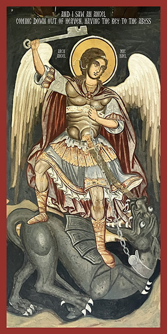Icon of Archangel Michael Binding the Dragon  - 14th c. (1AM17)
