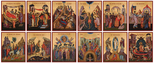 The Twelve Great Feasts Icon Set - 21st c. (11G21)