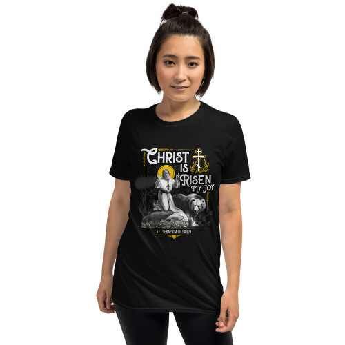 St. Seraphim Christ is Risen - Women's Short-Sleeve T-Shirt