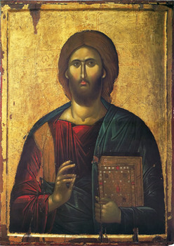 Icon of Christ the Pantocrator - 14th c. Serres - (11S24) - Uncut