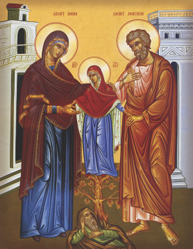 Icon of the Righteous Ancestors, Joachim & Anna with the Most-holy Theotokos - 20th c. - (1JA92)