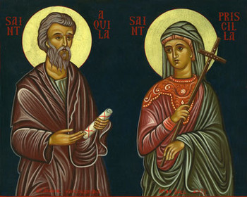 Icon of Sts. Aquila and Priscilla - 20th Cent., Mt. Athos - (1AP30