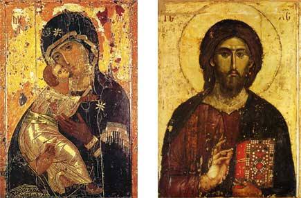 Icons of Christ and the Theotokos: Hilandar Vladimirskaya Set