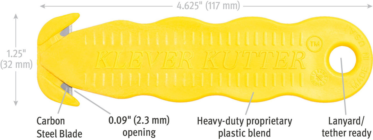 Klever Kutter, Metal Detectable Safety Cutter, NSF Food Zone Certified  Utility Knife, User Must Test on Own Equipment, Recessed Stainless Steel  Blade