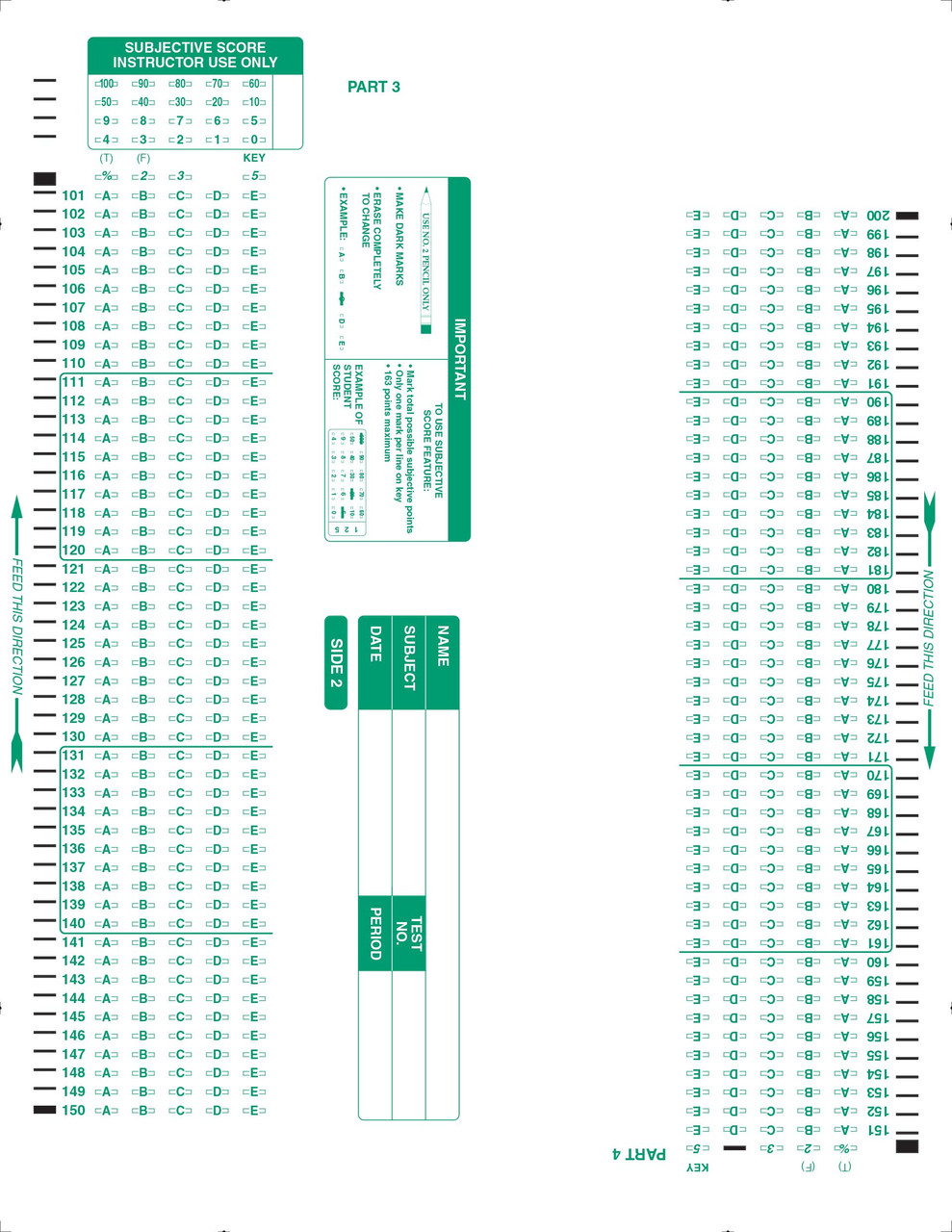 884-E Answer Sheet (QTY 500) - Scantron Corporation