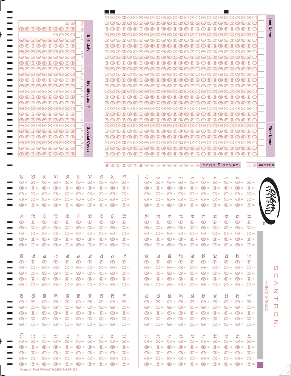 229633 200Q, 5 RESPONSE (500/PKG) - Scantron