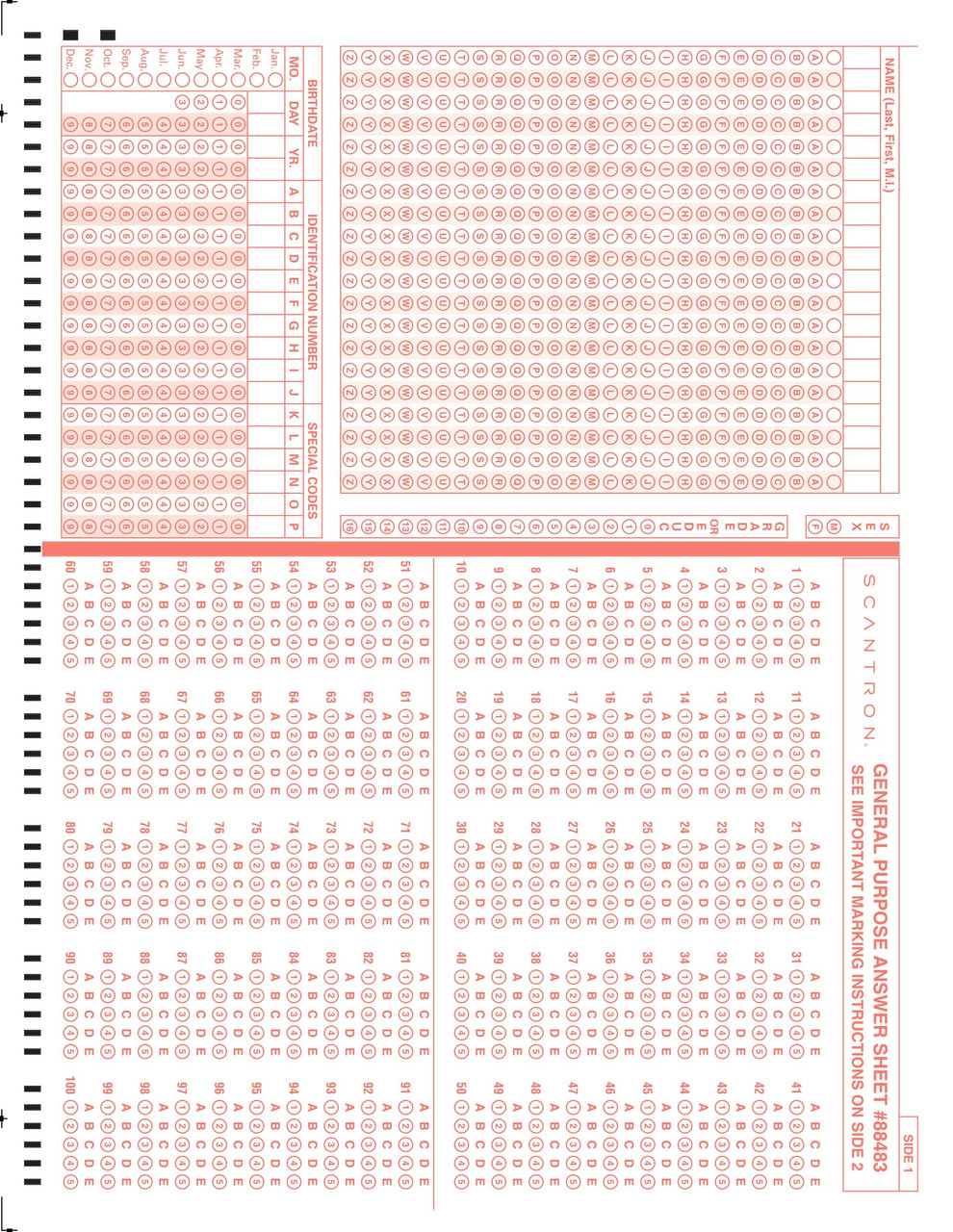 88483 GPAS 200Q, Ink Read (500/PKG) - Scantron Corporation