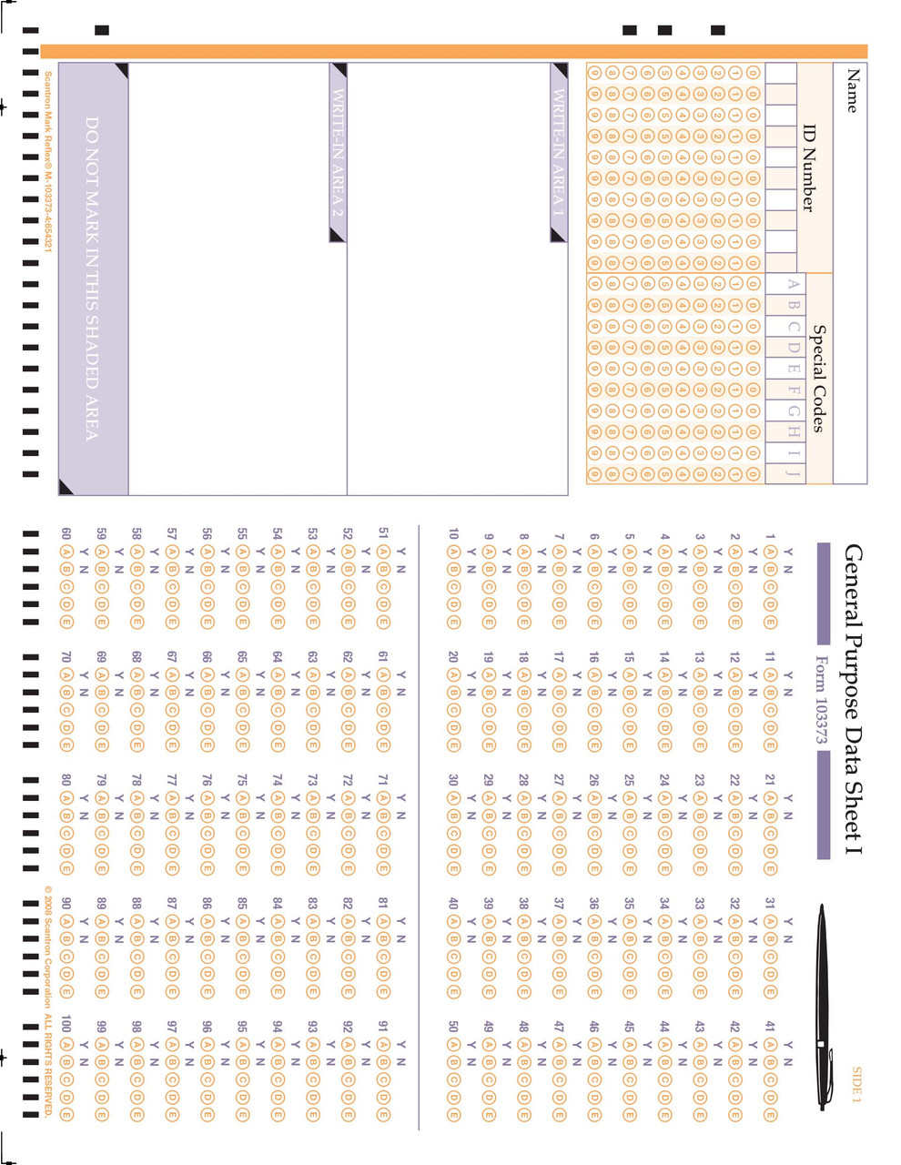 Tページ 103373 GP Data Sheet 1 (500/PKG) - Scantron