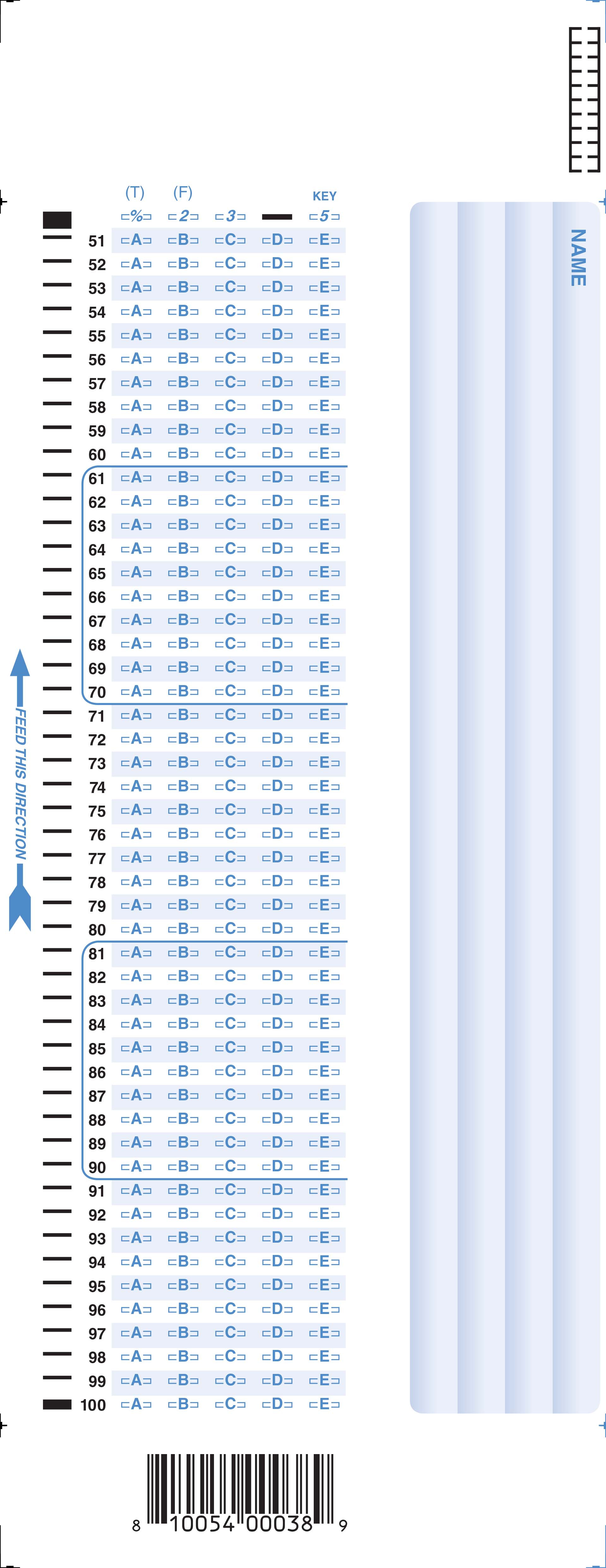 SC882-E Scantron Score, 100Q, ID (500/PKG) - Scantron