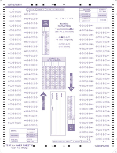 19642 Answer Sheet E (500/PKG)