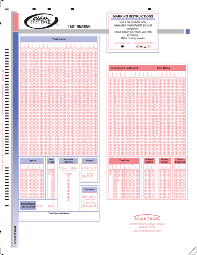 229842 FULL SHEET TEST HEADER (100/PKG)