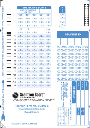 SC815-E ScantronScore QuizzStrip 15Q (500/PKG)