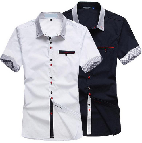 White and black casual shirt for men