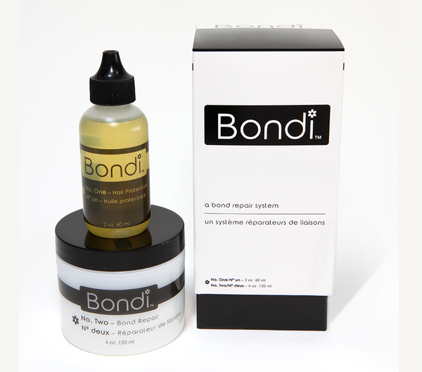 BONDI..a bond repair system   Large size: approx. 96 heads per kit
Bondi is a simple anti-oxidant system that helps to repair and restore damaged bonds of the hair from over-processing of bleach and strong chemicals in high lift tint and relaxers. It works during the bleaching, hi-lift color processes, and the neutralizing of relaxers, protecting the integrity of the hair, while helping to rebuild the disulphide sulfur bonds that hold keratin within the hair. It enhances the conditioning power of keratin treatments. Bondi works with any brand of high lift tint, bleach, keratin treatment and Relaxer (neutralizer). 
Bond repair while performing most of your salon services with a one-step system.