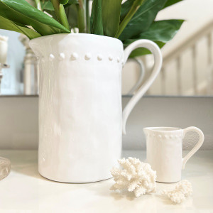 Dots Jug White Ceramic Med