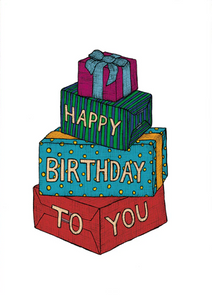 Stack of gifts birthday card