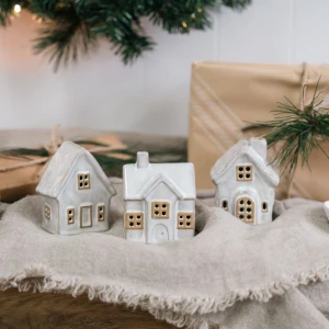 Set of 3 Houses Lucia White Cream