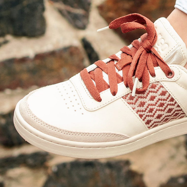 Beige and burgundy leather low top sneakers - N'go Saigon