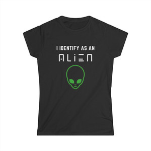 Alien graphic on a women’s identity t-shirt representing individuality and self-expression Alien graphic on a women’s identity t-shirt representing individuality and self-expression