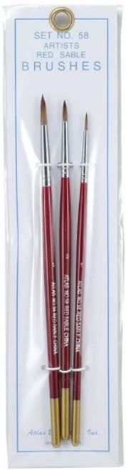 Atlas Brush #58: 1,3,5 Red Sable Detailing Brushes  (3)