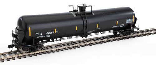 55' Trinity Modified 30,145-Gallon Tank Car - Ready to Run -- Trinity Industries Leasing TILX #350384 (black, white, yellow)