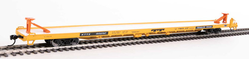 89' Channel Side Flatcar - Ready to Run -- Trailer-Train KTTX #155252 (yellow, black; Twin 45')