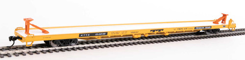 89' Channel Side Flatcar - Ready to Run -- Trailer-Train KTTX #154838 (yellow, black; Twin 45')