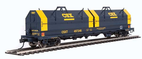 50' Evans Cushion Coil Car - Ready to Run -- CSX #497246 (Angled Hoods, blue, yellow)