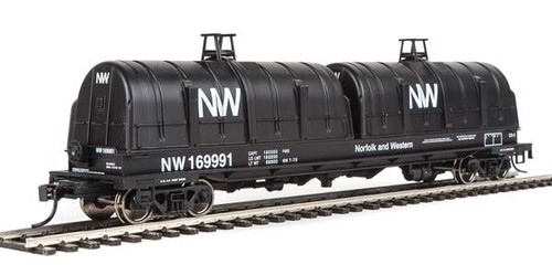 50' Evans Cushion Coil Car - Ready to Run -- Norfolk & Western #169991 (Glass-Fiber Hoods, black, NW Logo)