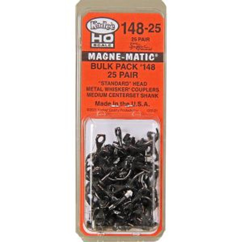 #148-25 HO Scale Bulk Pack - 25 pair #148 Whisker® Metal Couplers - Medium (9/32") Centerset Shank