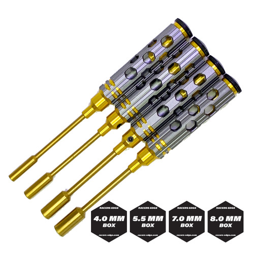 Premium Nut Driver Set Gold Ink Honeycomb Handle w/ Titanium Coated Tips (4pcs)