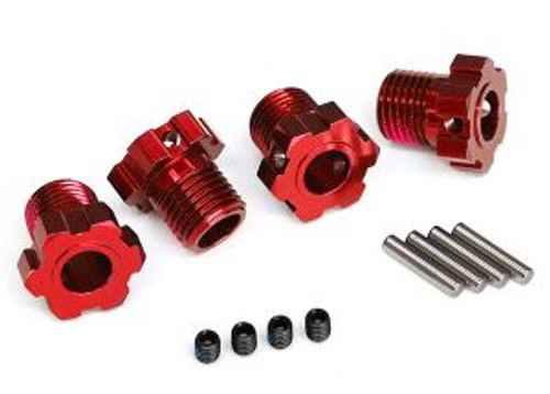 Wheel hubs, splined, 17mm (red-anodized) (4)/ 4x5 GS (4), 3x14mm pin (4)