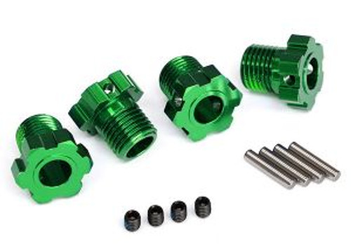 Wheel hubs, splined, 17mm (green-anodized) (4)/ 4x5 GS (4), 3x14mm pin (4)