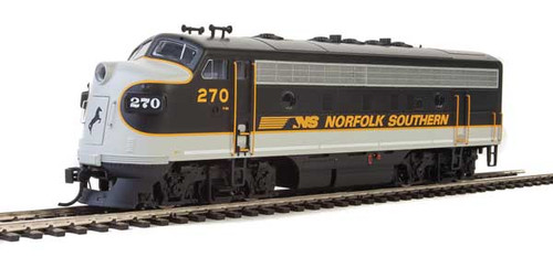 HO EMD F7 A-B Set - Standard DC -- Norfolk Southern #270, #276 (Tuxedo: black, Imitiation Aluminum, Dulux Gold)