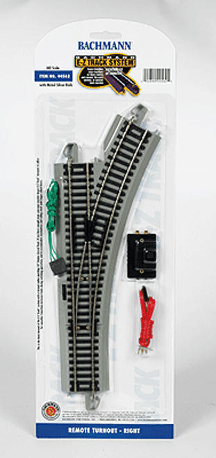 Remote-Control Turnout, Nickel Silver Rail with Gray Roadbed - E-Z Track(R) -- Right Hand