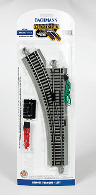 Remote-Control Turnout, Nickel Silver Rail with Gray Roadbed - E-Z Track(R) -- Left Hand