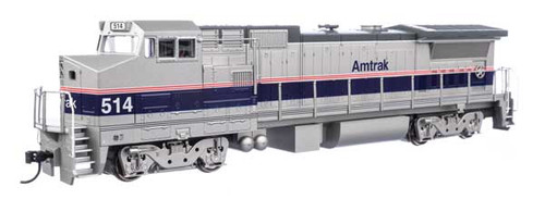 GE Dash 8-32BWH - Standard DC -- Amtrak(R) #514 - Phase IV (silver, blue stripe, red & white pinstripes)