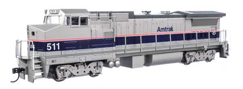 GE Dash 8-32BWH - Standard DC -- Amtrak(R) #511 - Phase IV (silver, blue stripe, red & white pinstripes)