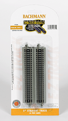 Straight Track w/Nickel Silver Rail & Gray Roadbed - E-Z Track(R) -- 5" 12.7cm pkg(6)
