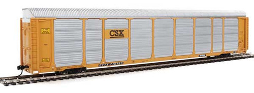 89' Thrall Enclosed Tri-Level Auto Carrier - Ready to Run -- CSX Rack ETTX Flat #T9046/710155 (yellow, black, silver)