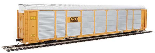 89' Thrall Enclosed Tri-Level Auto Carrier - Ready to Run -- CSX Rack ETTX Flat #T8768/710231 (yellow, black, silver)