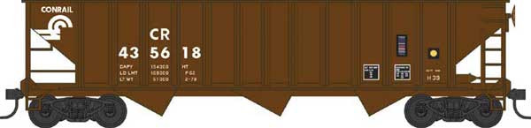 70-Ton 12-Panel 3-Bay Hopper - Ready to Run -- Conrail 435622 (H39, 435618, Boxcar Red)