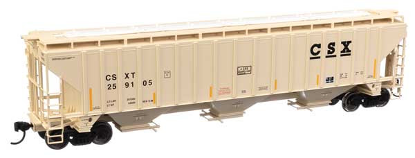 57' Trinity 4750 3-Bay Covered Hopper - Ready to Run -- CSX Transportation #259105