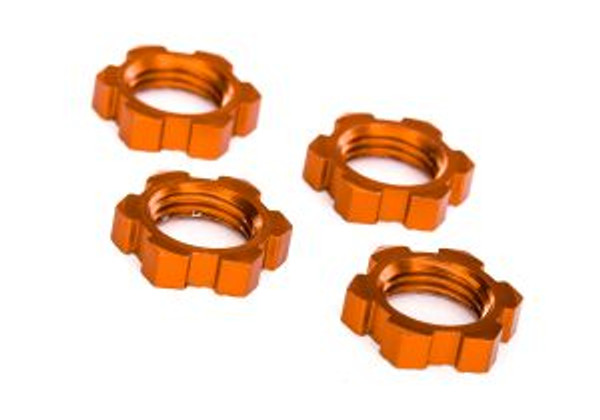 Wheel nuts, splined, 17mm, serrated (orange-anodized) (4)