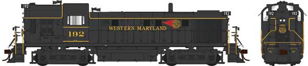 Alco RS3 Hammerhead High Hood - Standard DC -- Western Maryland #194 (black, yellow, Fireball Logo)